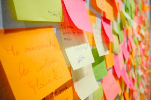 wall of post-it notes and ideas