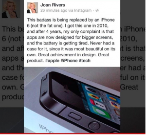 Joan Rivers' Facebook post for the iPhone 6