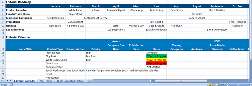 Editorial Calendar Template